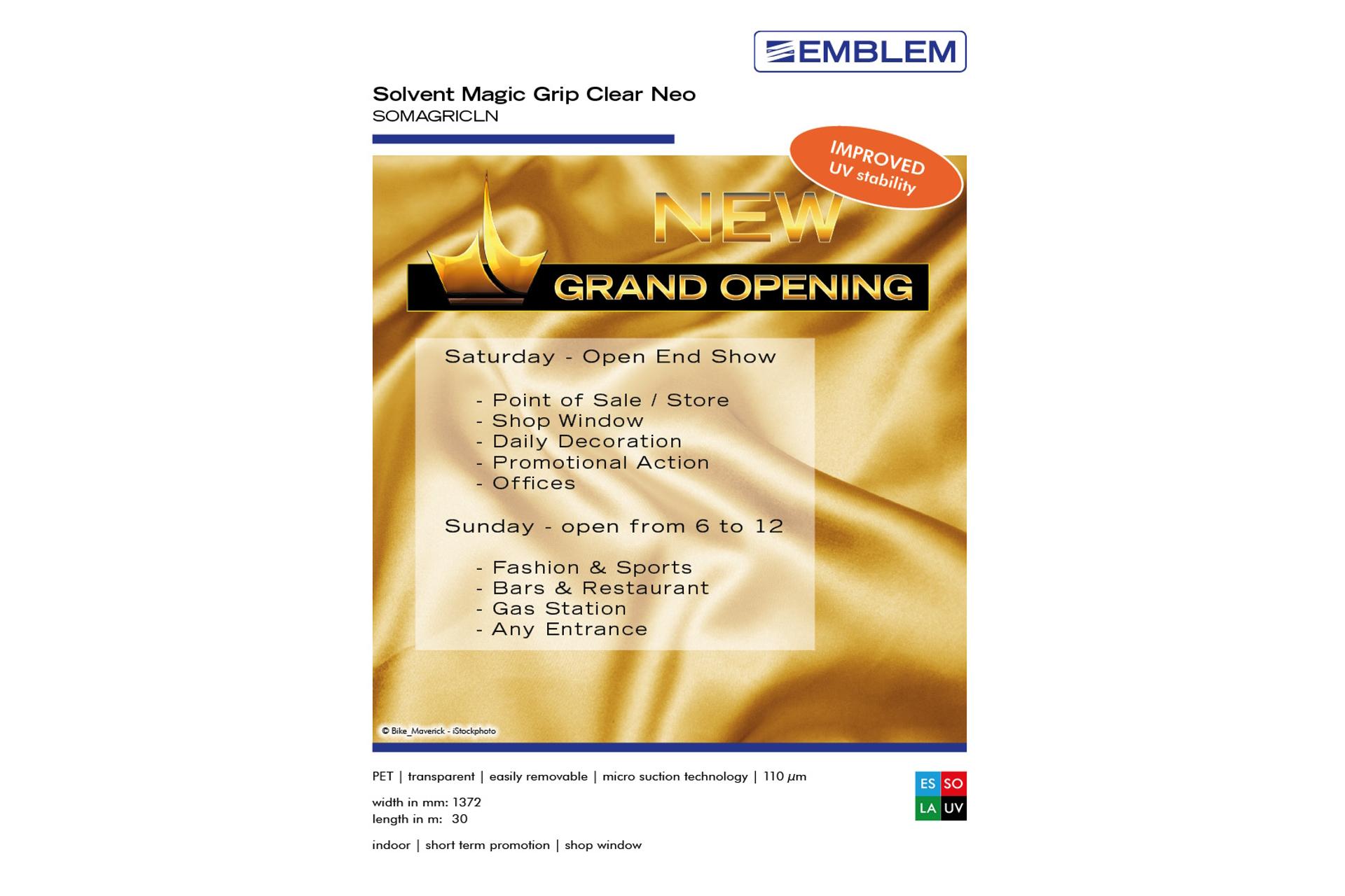 Foto: EMBLEM Solvent Magic Grip Clear Neo III / SOMAGRICLN3 - Musterrolle ca. 2 - 2,5 m