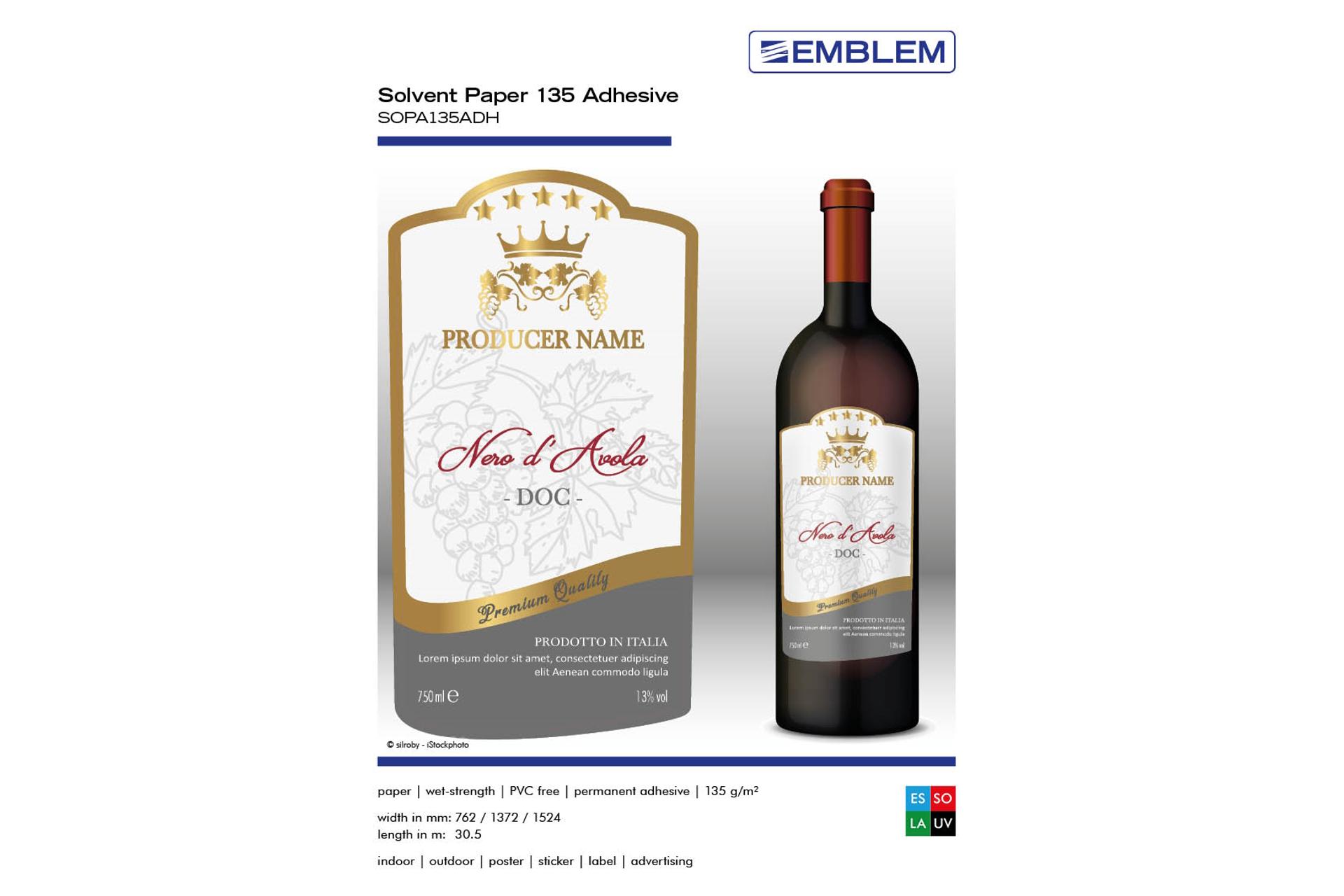 Foto: EMBLEM Solvent Paper 135 adhesive // SOPA135ADH - 137,2 cm x 30,5 m