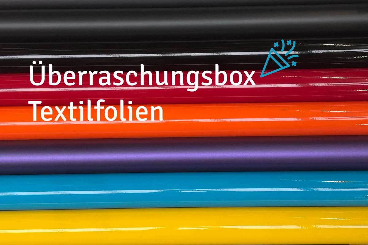 Foto1: Überraschungsbox mit 15 Folienresten verschiedener Marken – Textilfolien